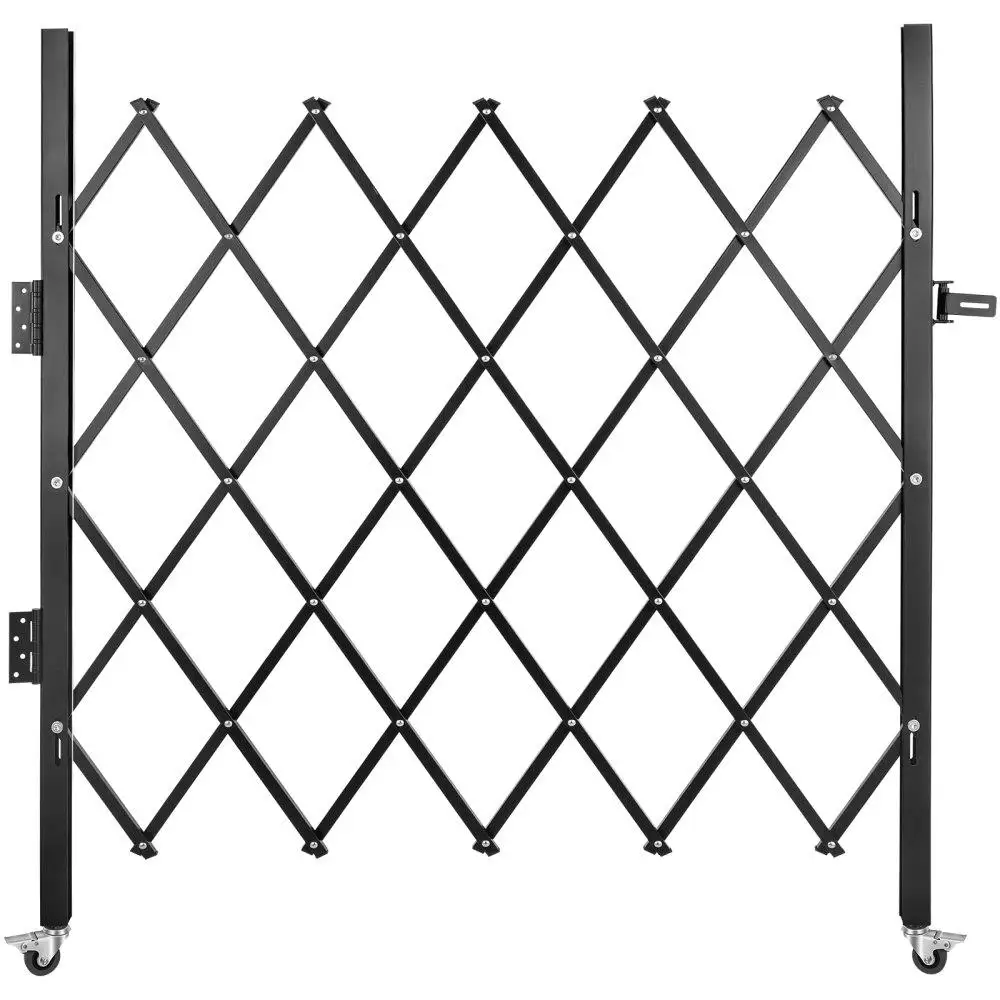 

Folding Security Gate 48 Inch High 66 Inch Wide Steel Accordion Expandable Door Barricade Scissor Gate with Padlock