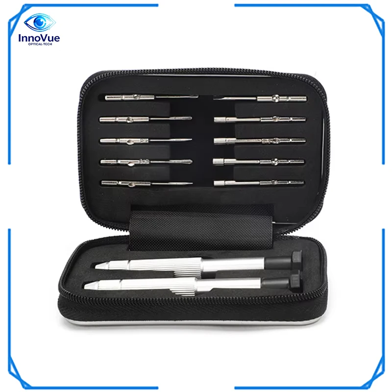 

10-Piece Portable Manual Screwdriver Set Optical Eyeglass Repair Set with Multiple Steel Tools for Glasses And Watch Maintenance