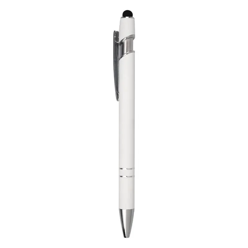 30PCS  White Meiji Pen Aluminum Rod Advertising Laser Pressing Aluminum Rod Ballpoint Pen Metal Medium Oil Pen