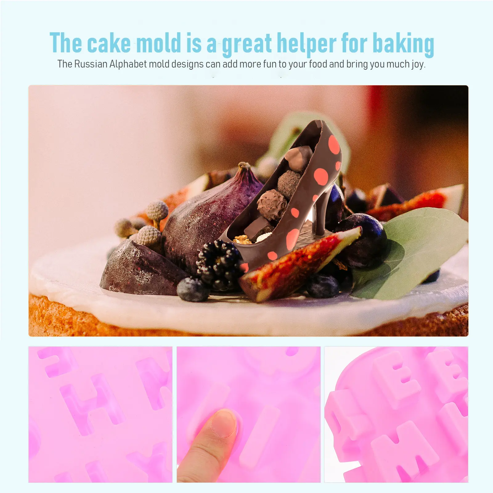Russian Alphabet Silicone Mold Set – Non-Stick Fondant Chocolate Candy Baking DIY Dessert Making Tool