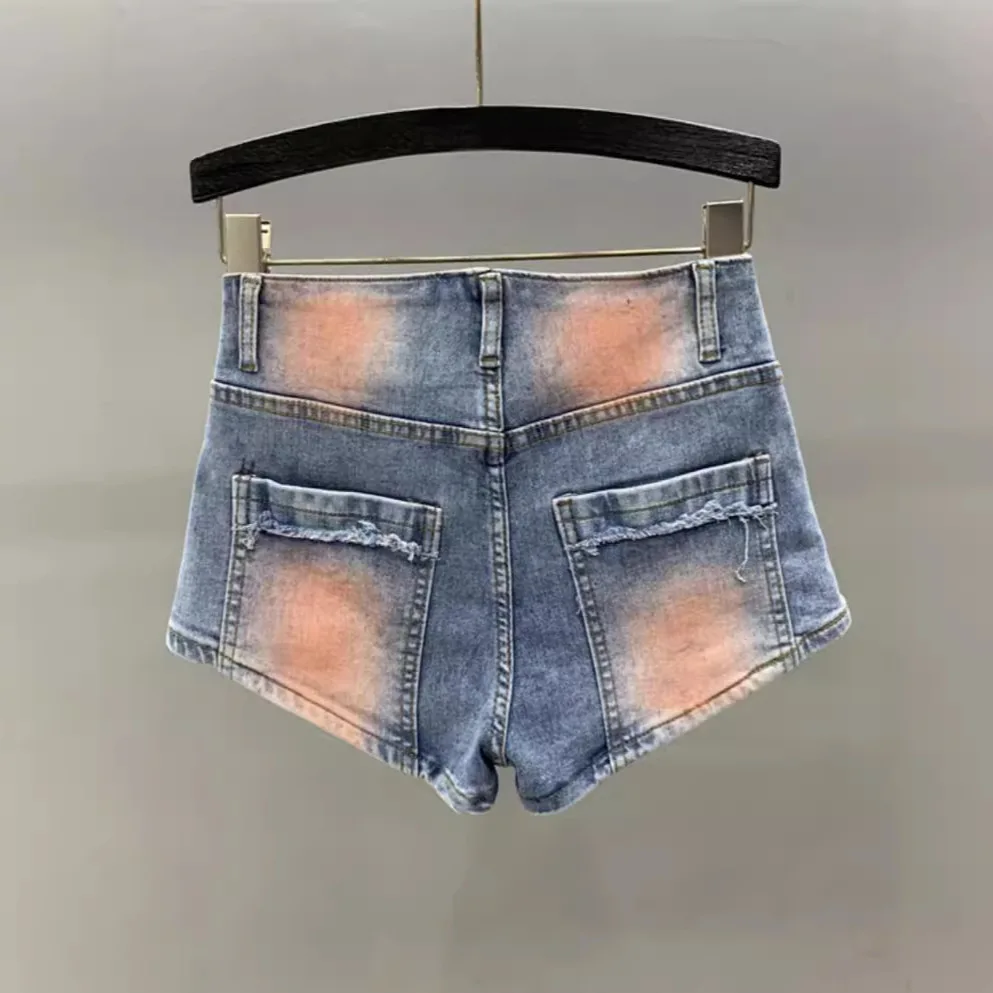 [zoci] Spice Girl Powder Blusher Denim Super Shorts Women 2024 Summer New Style Elastic Wrap Hip Slim A-line Sexy Hot