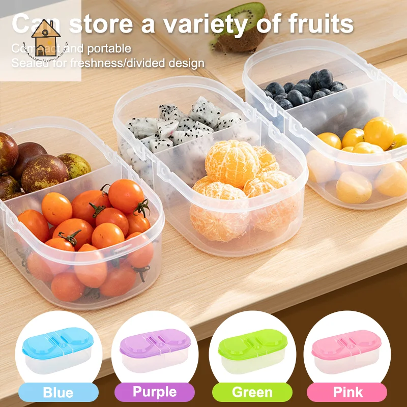 

Double Compartment Covered Kitchen Food Grain Sealed Tank Multifunctional Kitchen Refrigerator Plastic Storage Fresh Box
