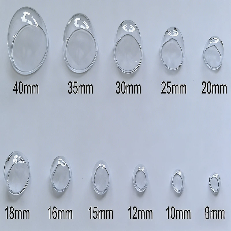 10 Pieces Transparent Glass Semi Circular Beads Multiple Sizes 8mm 10mm up to 40mm DIY Jewelry Accessories