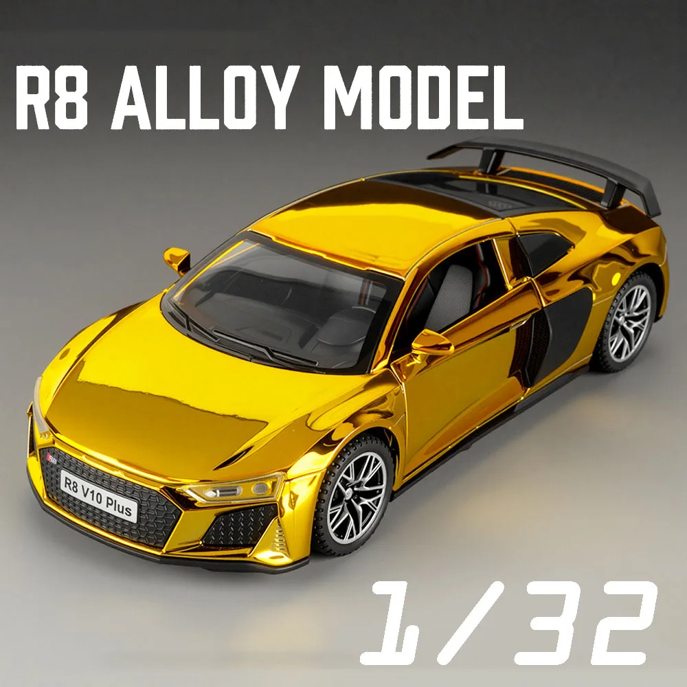 1:32 R8 V10 Plus 300SL Modell Spielzeugautos Legierung Diecast Türen Geöffnet Zurückziehen Sound Licht Galvanik Fahrzeug Modell Ornament