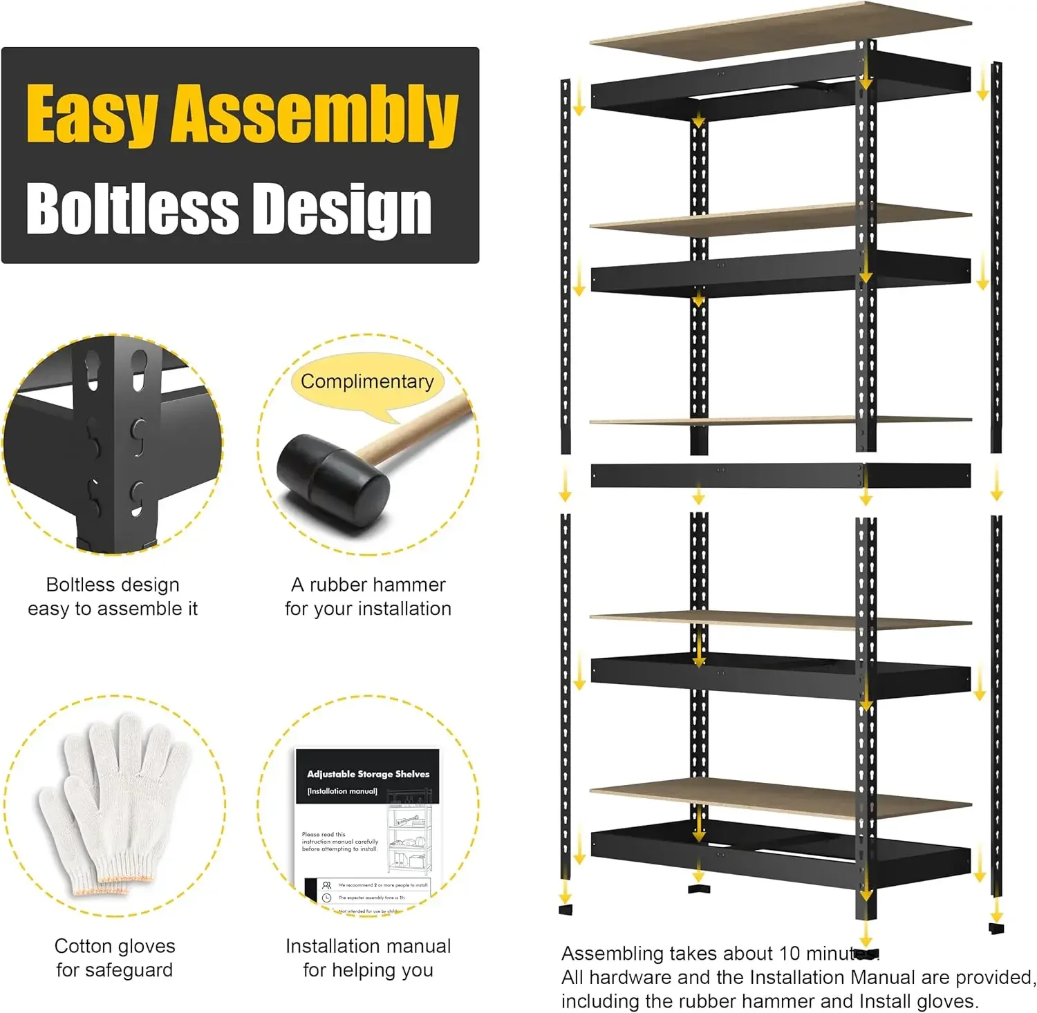 PrimeZone Storage Shelves 2 Packs 5 Tier Adjustable Garage Storage Shelving, Heavy Duty Metal Storage Utility Rack Shelf Unit