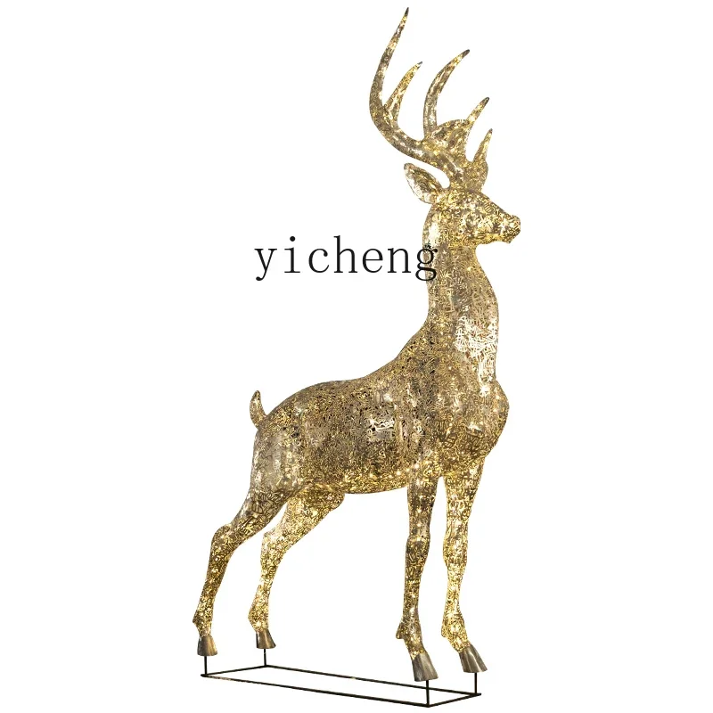 X-28 outdoor stainless steel hollow luminous deer ornament villa garden landscape art sculpture