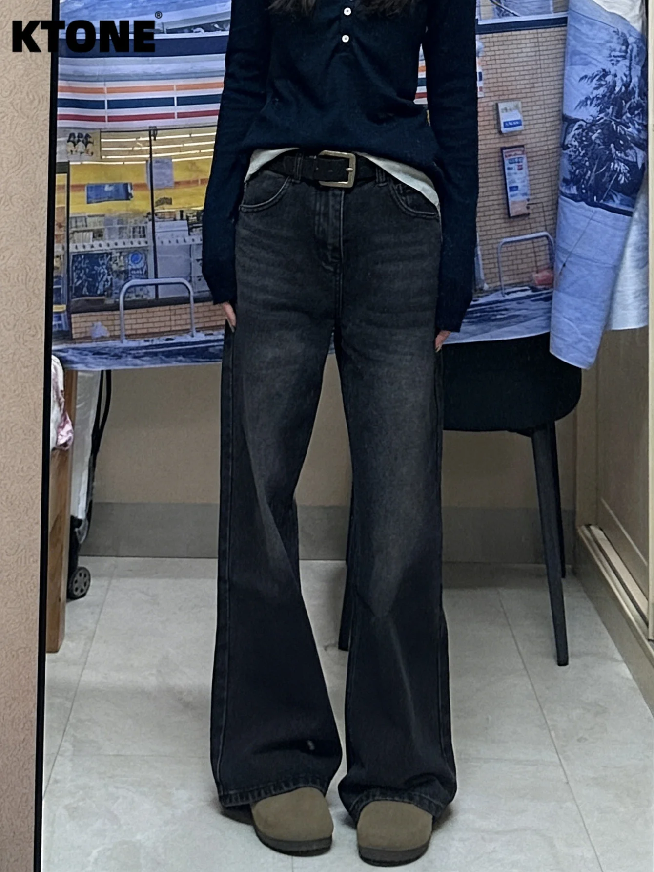 

Men's Loose Black Jeans Pants Y2k Original Drip Style Unisex Daily Wear No accessories or belts included