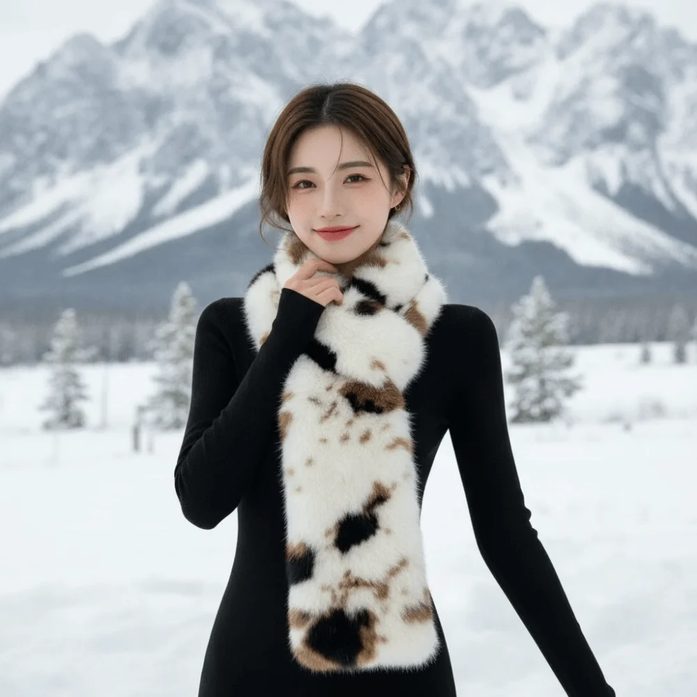 Skin Friendly Winter Faux Fur Scarf Windproof Soft Texture Thick Warm Neck Warmer Cozy Fit Thermal Insulation