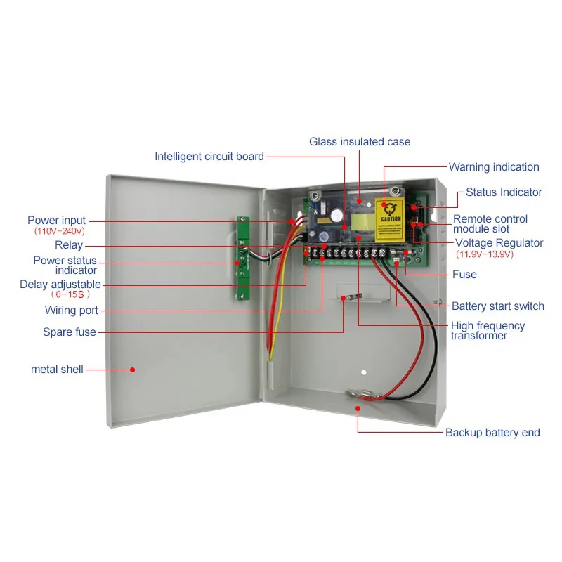 12V 5A UPS Backup Power Supply With LED 110-240V Switch Power Supply P07-L for Door Access Control System