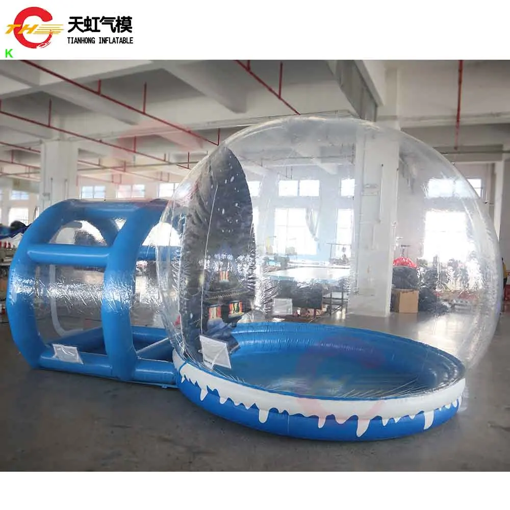 Fast Shipping 3m Dia Bubble Christmas Inflatable Snow Globe with Tunnel Backyard Xmas Party Rental Inflatable Bubble House
