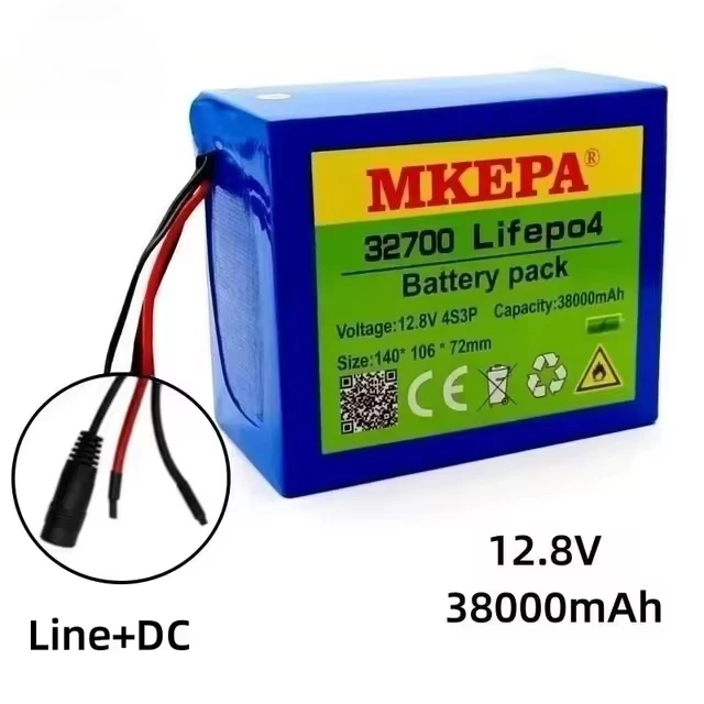 32700 Battery 12.8V Battery Pack P108 38000mAh 4S3P Built-in 40A Balanced BMS for Electric Boat and Uninterrupted Power Supply