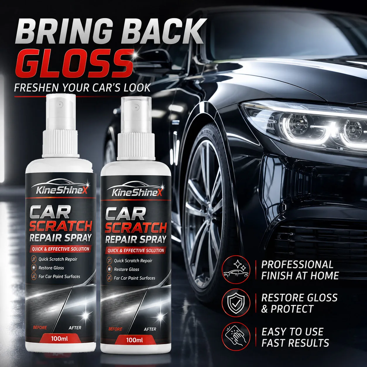 100ml Auto-Kratzer-Reparaturspray, Lackpflege-Politur für leichte Kratzer, Wirbelspuren und Schrammen, Auto-Glanz-Regenerator, 1 Stück/2 Stück Set – Detail 2