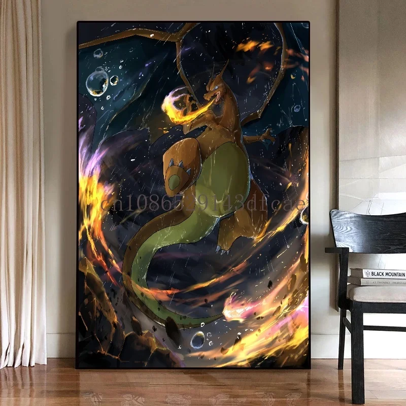Pokemon Cartoon Anime Canvas Painting Charizard Lucario Poster Print Mural Picture Wall Art Children Room Decor Gifts Cuadros