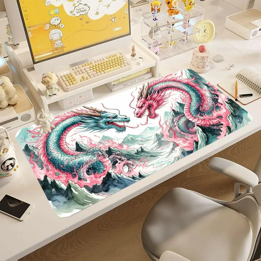 Japanese Art Dragon Mouse Pad hick anti-slip lock edge extra large mouse desk pad