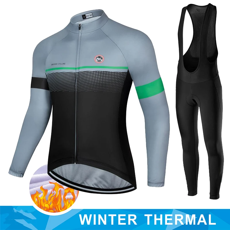 

Team Men's Winter Thermal Fleece Cycling Long Sleeve MTB Bicycle Warm Riding Jersey Set Road Bicycle Riding Outdoor Clothing