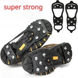 Pinza per ghiaccio a 8 denti per scarpe Ramponi da neve Pinza per ghiaccio antiscivolo Tacchetti da trekking Spikes Traction Galleggi di ghiaccio 8 Scarpe con perno Grip