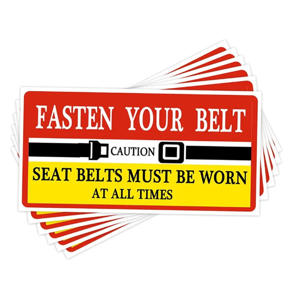 15 Pcs Waterproof Adhesive Fasten Your Seat Belts Stickers 5*2.5Inches Must Be Worn at All Times Safety Labels for Taxi