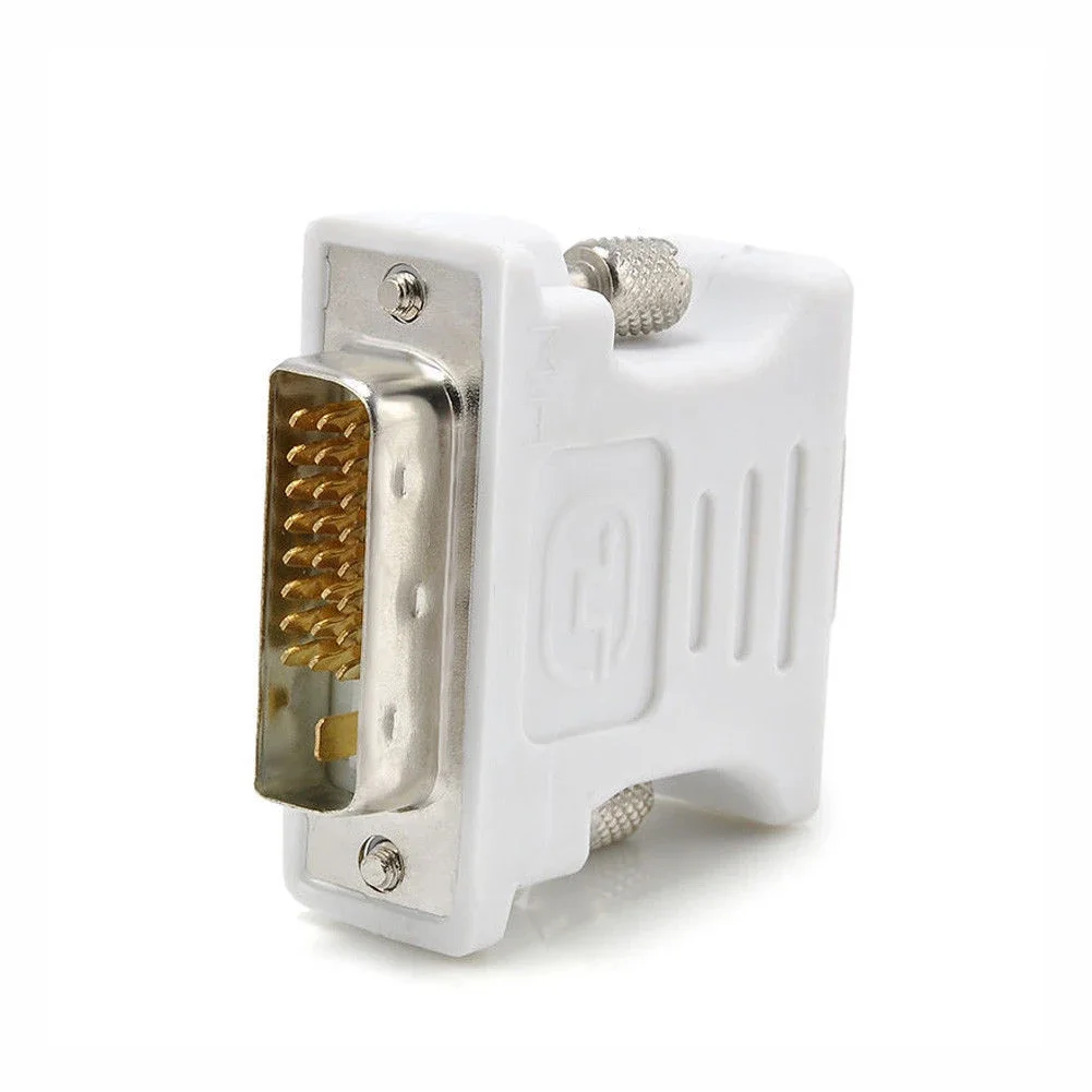 Adaptador de conector blanco, convertidor de vídeo de plástico multiusos, Mini Monitor de ordenador DVI 24 + 1 a VGA hembra duradero