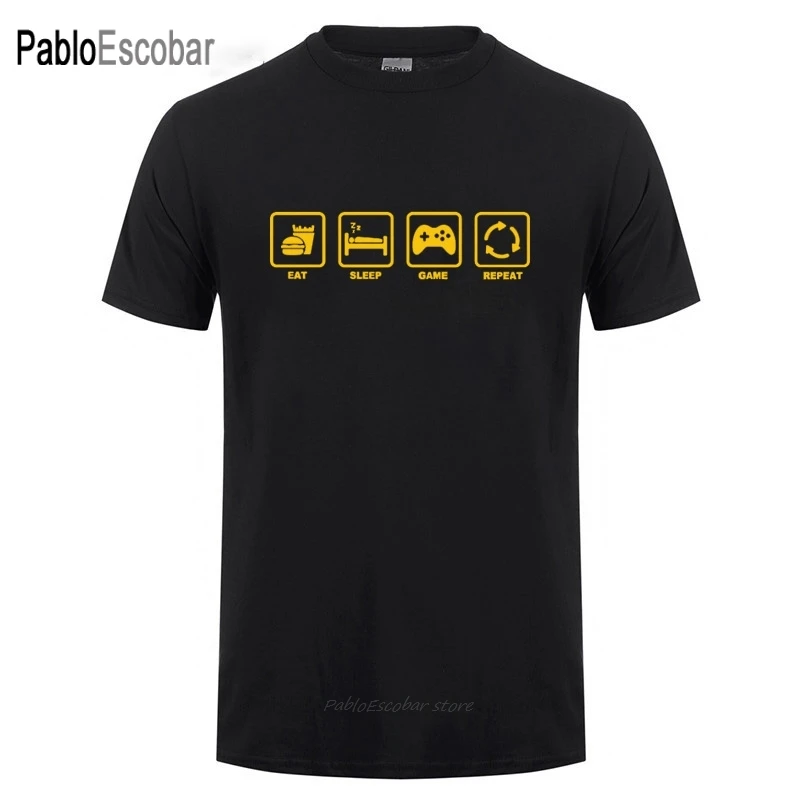 Eat Sleep Game Repeat Gamer Geek Computer T-Shirt Funny Birthday Gift For Men Dad Father Husband Boyfriend Children T Shirt
