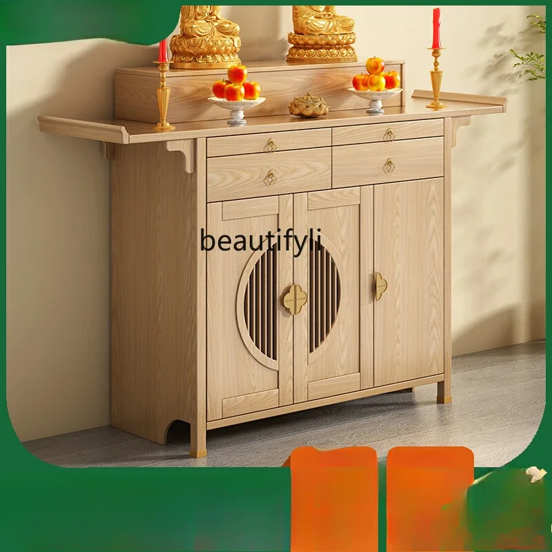 

xzxBuddhist shrine offering table Shentai solid wood new Chinese vertical cabinet Gongtai incense table middle hall cabinet
