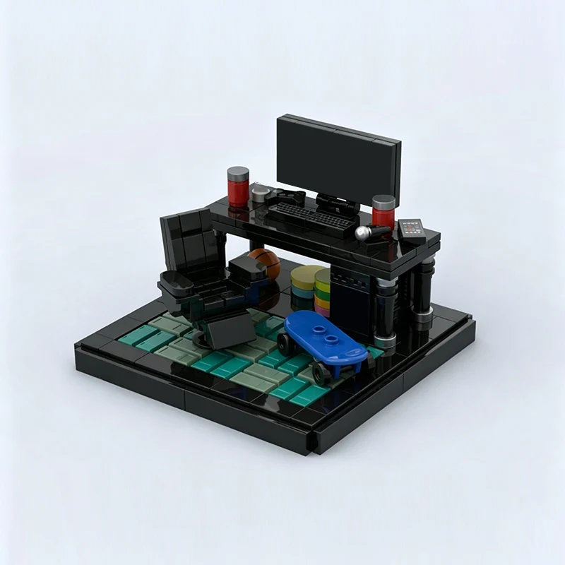 City Street View Model MOC Building Bricks Computer Game Desk Modular Technology Gifts Holiday Assemble Children Toys Suit