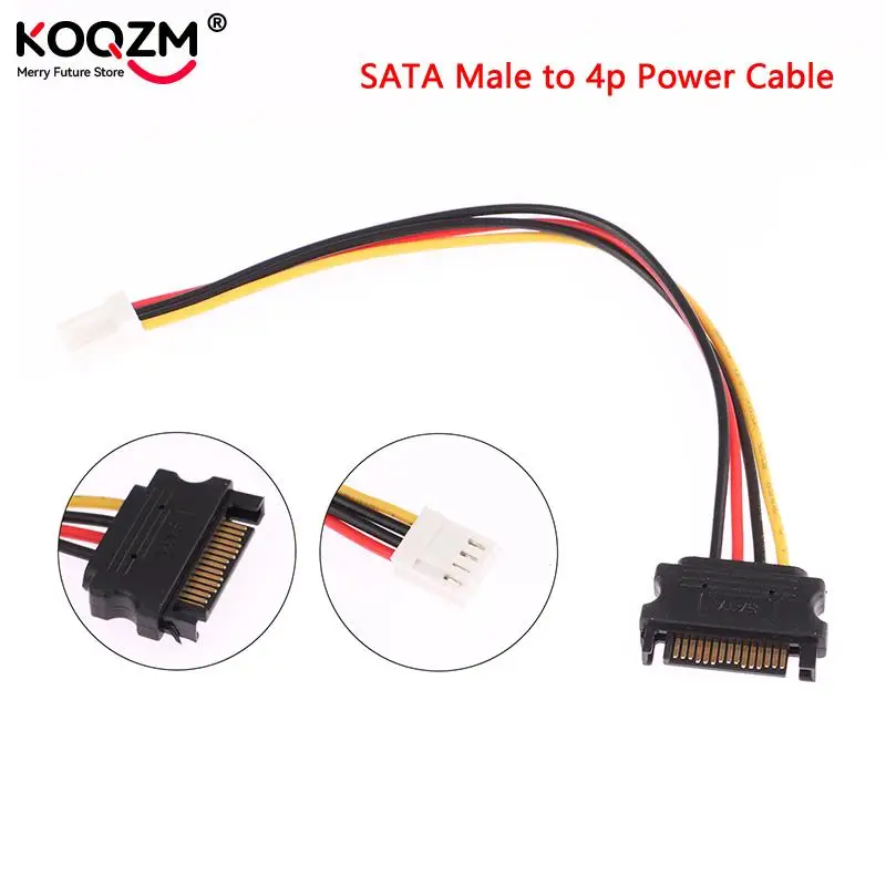 1pc SATA Adapter PC Computer Molex IDE 4 Pin to SATA Male Adapter Power Cable Cord 20cm SATA Cable 15Pin to 4Pin FDD Floppy