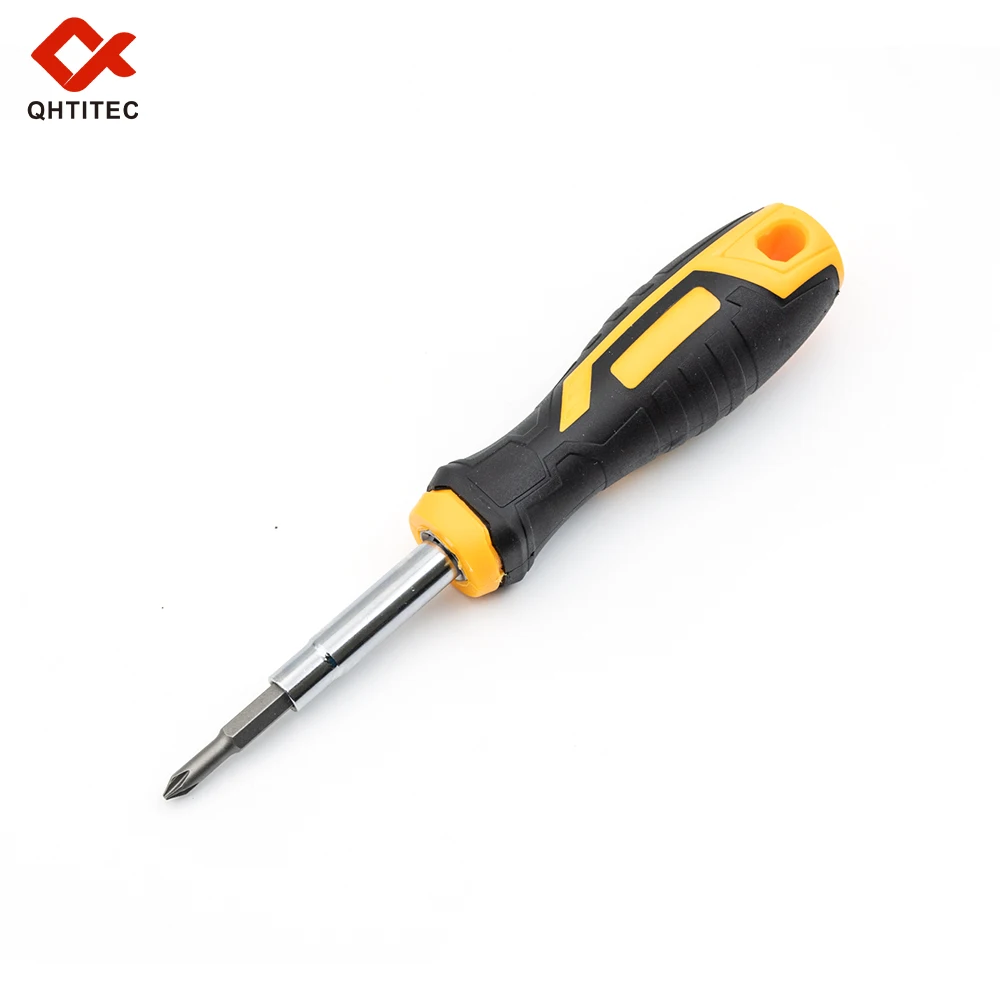 Dual Purpose Magnetic Interchangeable Screwdriver CR-V Steel Phillips Slotted Bit Non Slip TPR Handle Household Repair Hand Tool