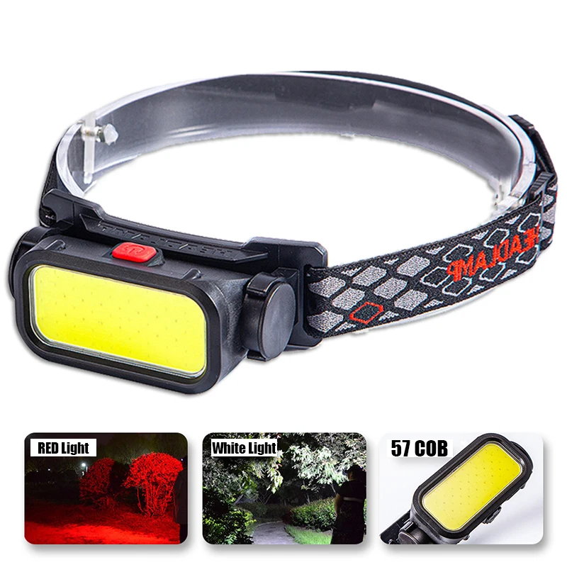 Powerful COB LED Headlamp USB Rechargeable 4 Modes Lighting Head Flashlight With 18650 Built in Battery Camping Fishing Lantern