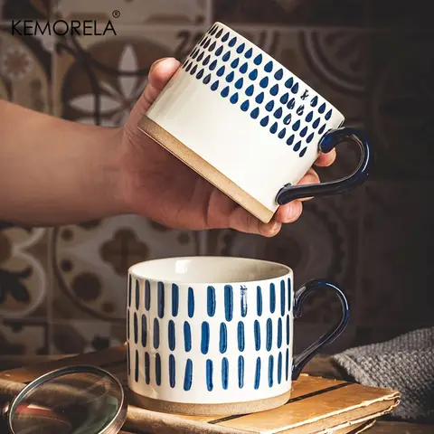 KEMORELA-taza de cerámica japonesa para café, leche y avena, tazas de desayuno, taza de agua, taza de té, taza de agua para el hogar y la Oficina, 1 ud.