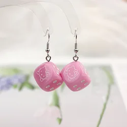 Ovxxons 1 Pair Ins Wind Trend Funny Cute Pink Dice Earrings Personality Creative Three-dimensional Sieve Earrings