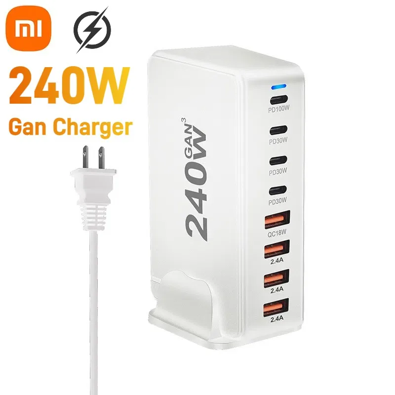 Xiaomi 240W Desktop GaN Charger 8-port USB Type C PD Charger Fast Charge 3.0 USB Type C Fast Charger Mobile USB Charger