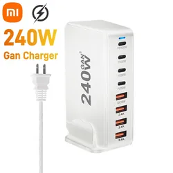 Xiaomi 240W Desktop GaN Charger 8-port USB Type C PD Charger Fast Charge 3.0 USB Type C Fast Charger Mobile USB Charger