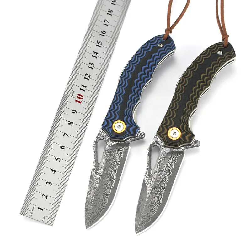 

DC0021 Pocket Military Folding Knife Damascus Blade G10 Handle Camping Survial Outdoor Hunting Tactical Ulility Knives EDC Tools