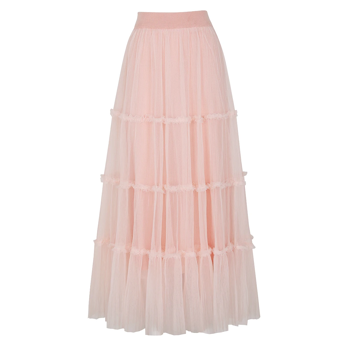

High quality Spring and Autumn women's new fashionable fairy internet celebrity style big swing pleated mesh skirt