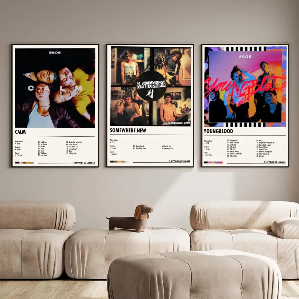 Band 5-5SOS Seconds of Summer Poster PP Wall Decor Posters Celebrity Music Art Prints Bedroom Office Gift