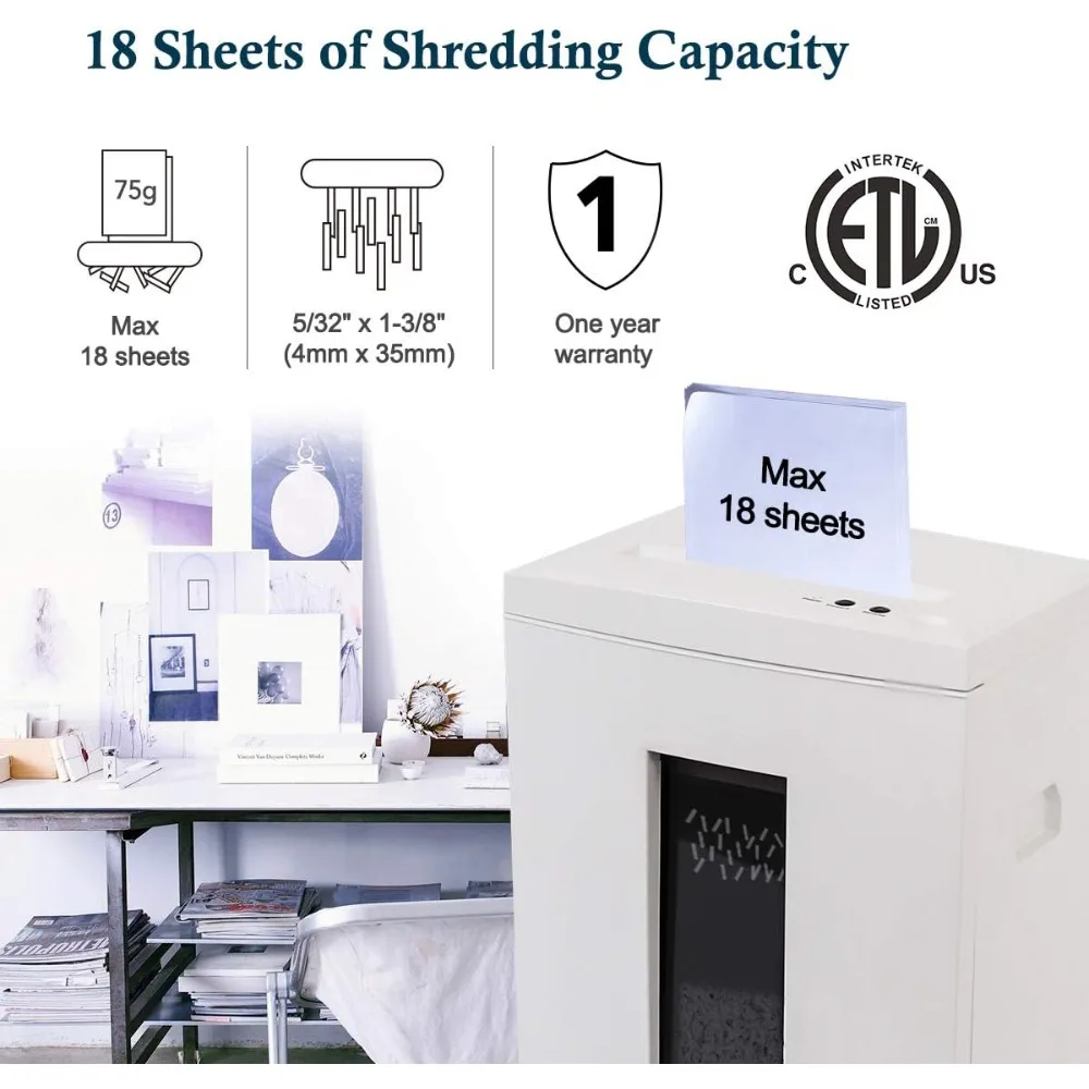 Sheet Shredders for Home Office Heavy Duty P-4 Security Level Crosscut Paper Shredder Paper/CD/Card Ultra Quiet Paper Shredder