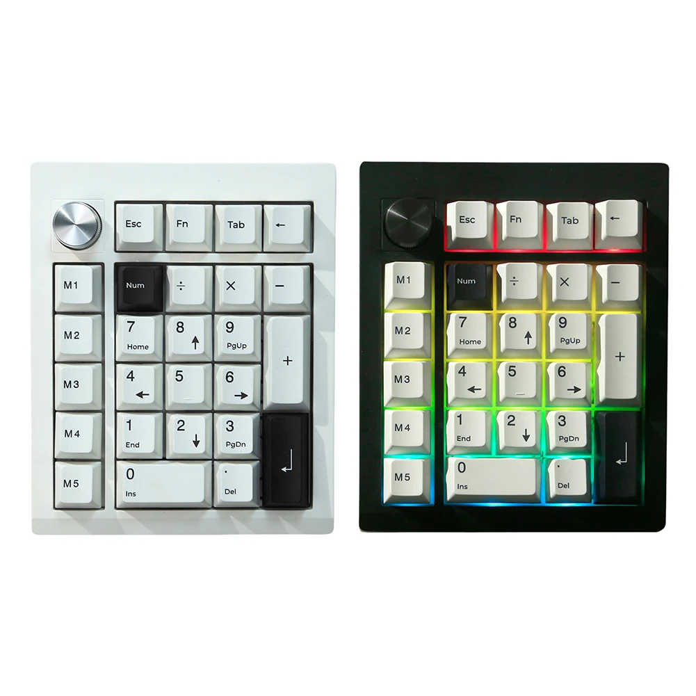 Numeric Keypad 2.4 GHz/BT5.0/Type-C Wired 26 Keys External Numpad RGB Backlight Data Entry Keyboard with Knob for Win/Mac/Gaming