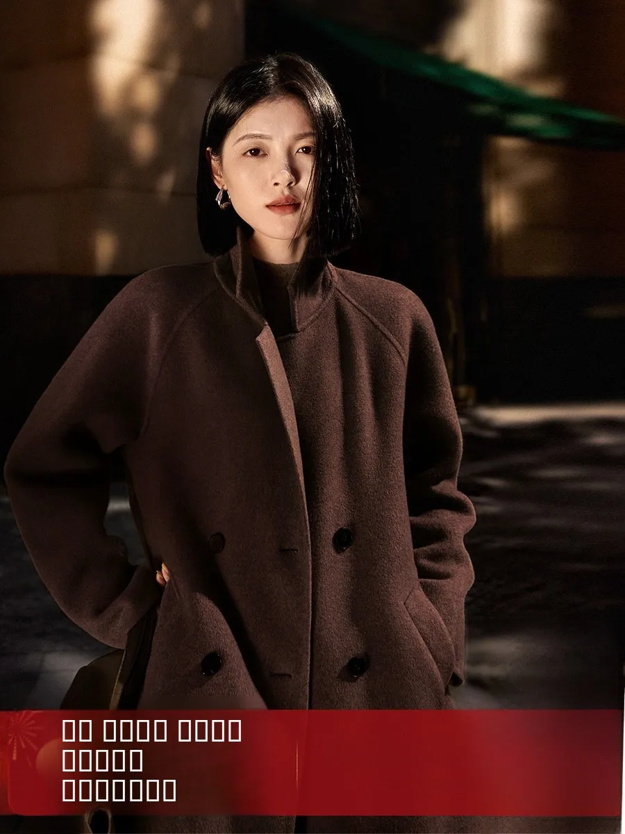 

Классическое двустороннее шерстяное пальто Camere, весна 2026, женское, средней длины, двубортное, для офиса и повседневной носки