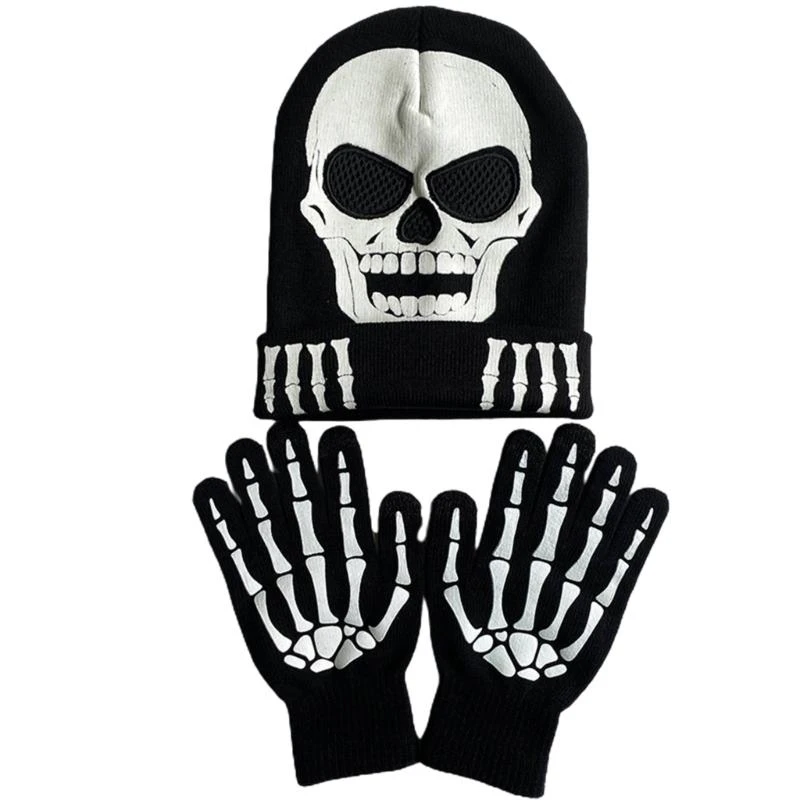 Festival Party leuchtende Handschuhe stricken Handwärmer gruselige Huthandschuhe für Halloween