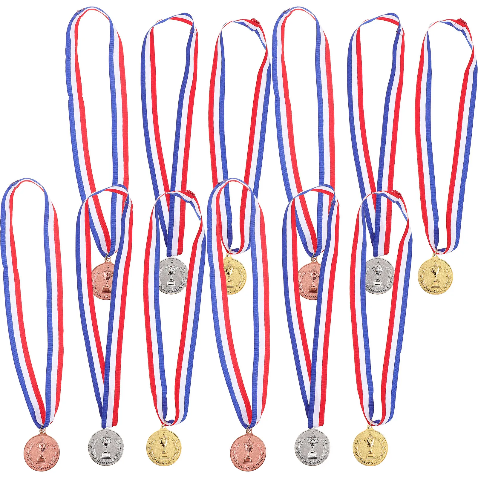 12Pcs Award Medals Gold Silver Bronze Metal Winner Medals Neck Ribbon for Sports Competitions School Tournament Kindergarten