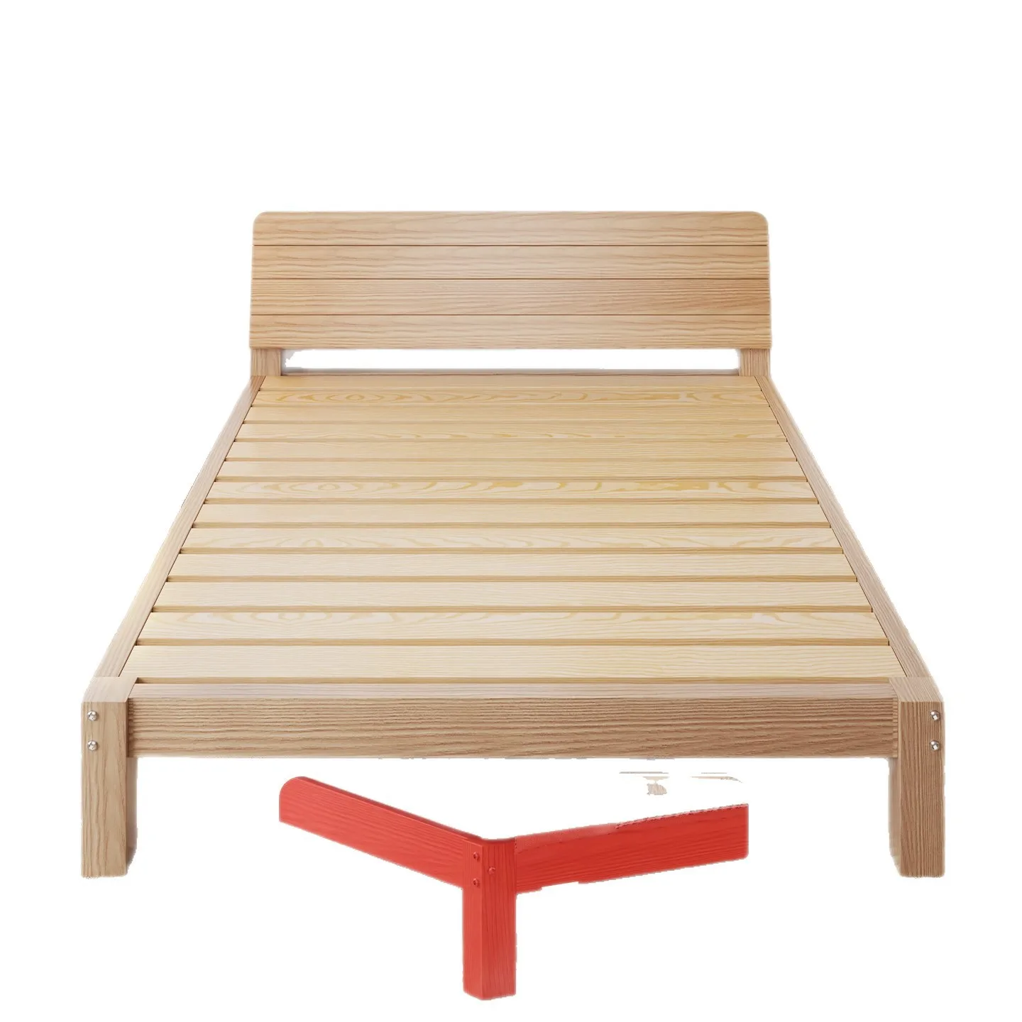Pure solid wood bed 1.5 meters modern simple wind rental room 1.8 double bed small apartment 1.2m single simple bed frame