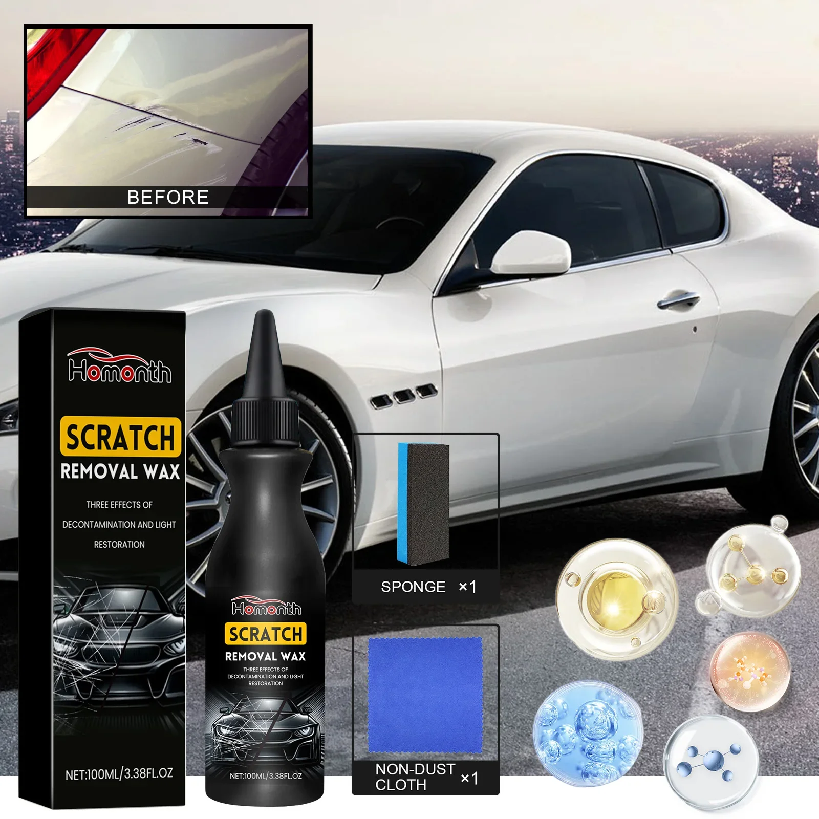 

Homonth Car Scratch Remover Kit for Car Paint Scratch Repair, Touch Up, Polishing, Refurbishment and Maintenance