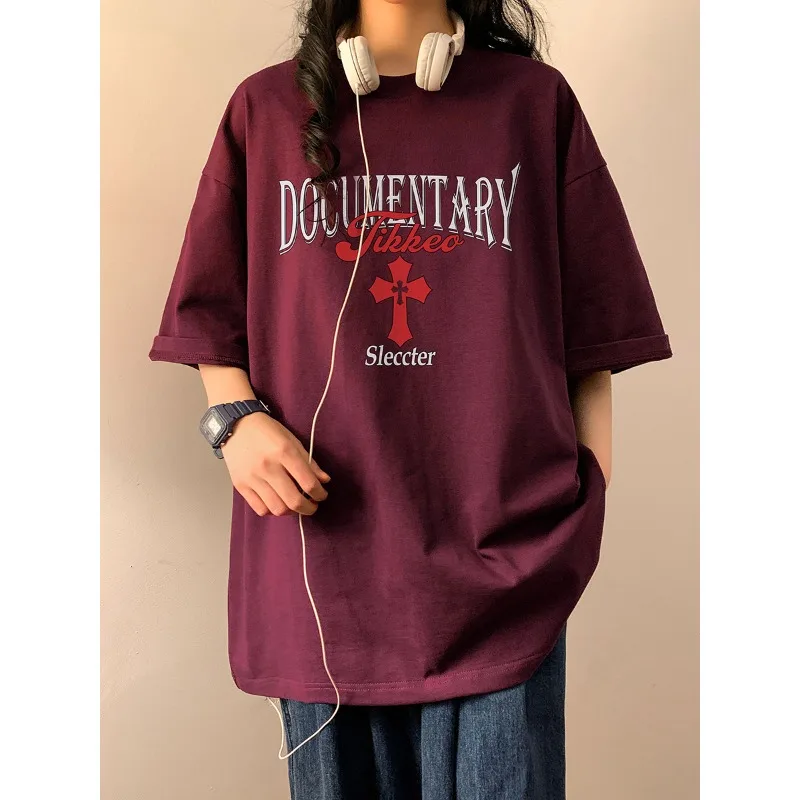 Summer Women's Pullover Round Neck Geometric Graphic Letter Printed Half SleeveT-shirt Casual Vintage Office Lady Vacation Tops