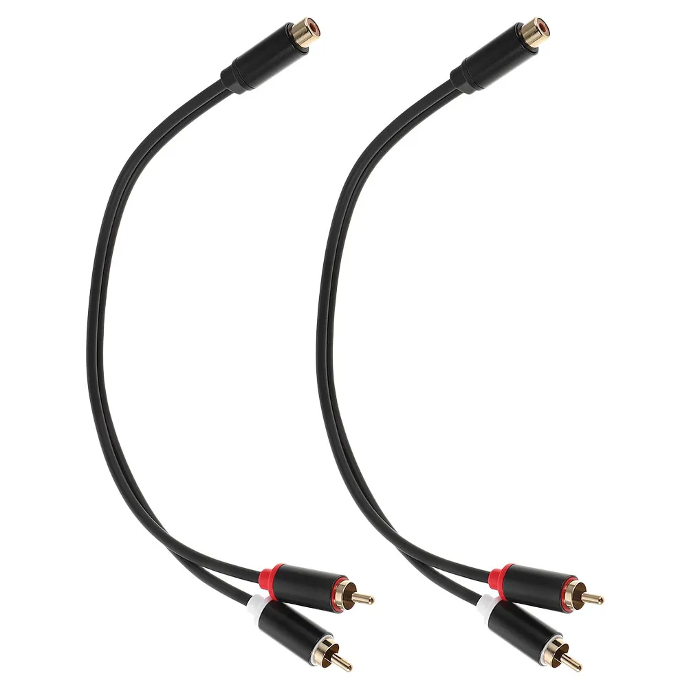 2Pcs Car Audio Splitter Rca Female to Dual Male Gold Plated Connector Short Cable for Stable Signal Transmission Audio System