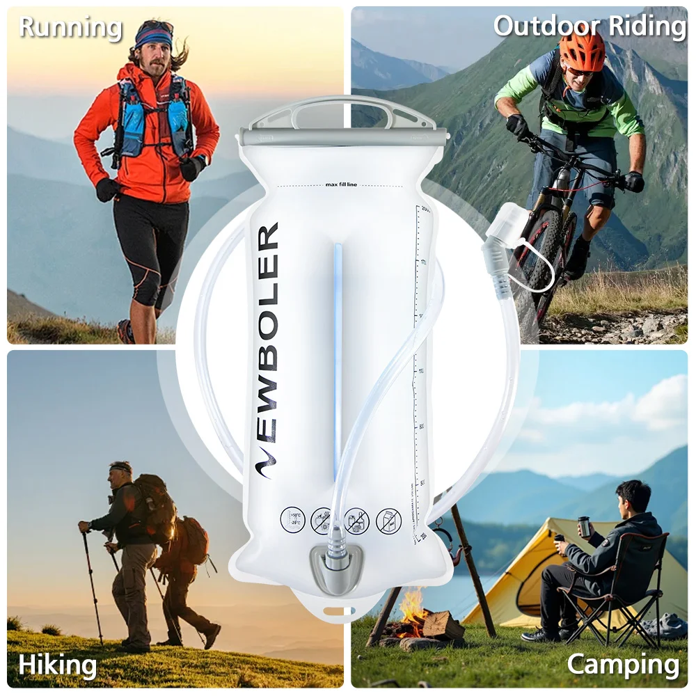 NEWBOLER Wasserblase Trinkrucksack 2L Kapazität PEVA Wasserbeutel Reservoir zum Laufen Radfahren Trinkwasser Aufbewahrungstasche – Detail 1