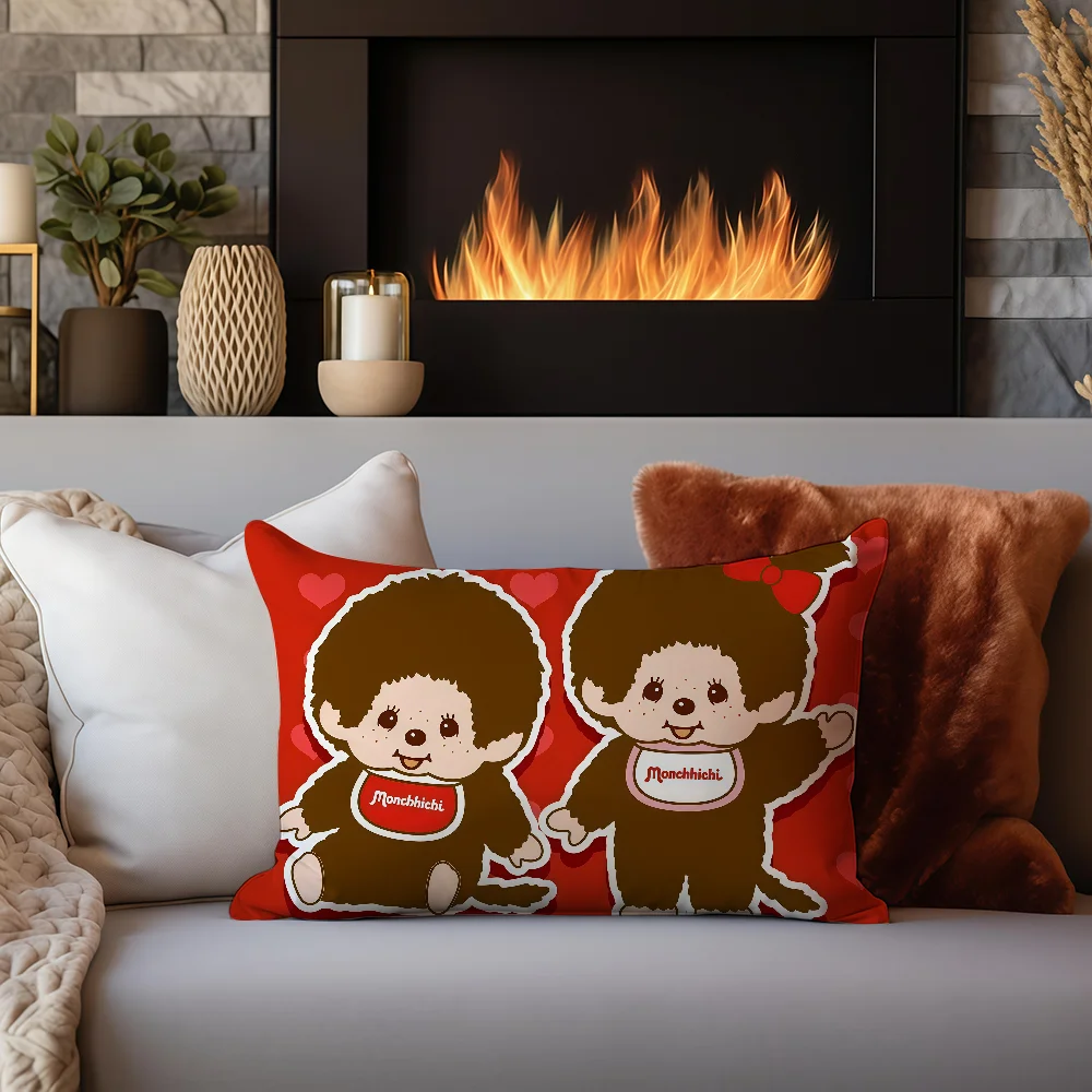 Cartoon Cute Bear M-Monchhichi cushion cover Sofa living Room Office Rectangle Pillow Home Coffee Shop Bedding Hit product