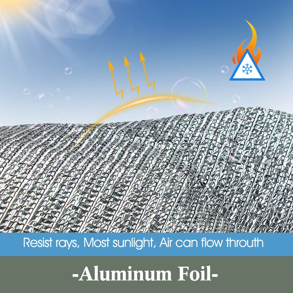 Anti-UV 99% Aluminum Foil Sun Shade Net Garden Shade Cloth Sunblock Privacy Mesh Netting Building Shelter Gazebo Pergola Balcony