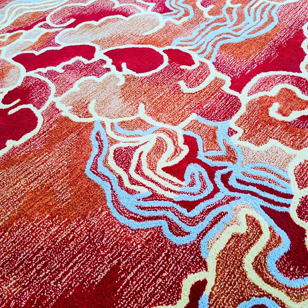 Custom Handmade Wool Silk Carpet Kids Personalised Living Room Hand Tuft Red Carpet Unique China Pattern