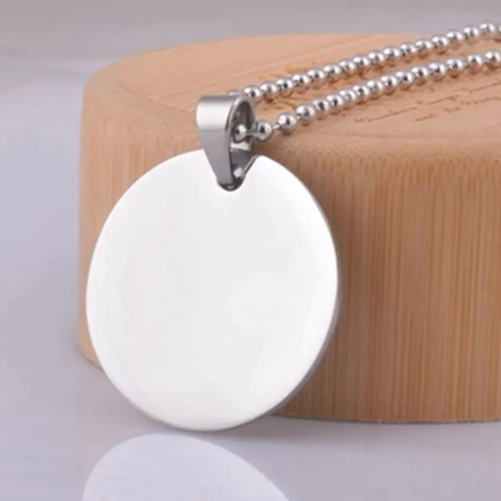 10 pcs Metal Dog Tags Stainless Steel Round 25Mmx25Mmx1.8Mm Id Tags For Dogs Engraved Name Phone Address Keychain Diy