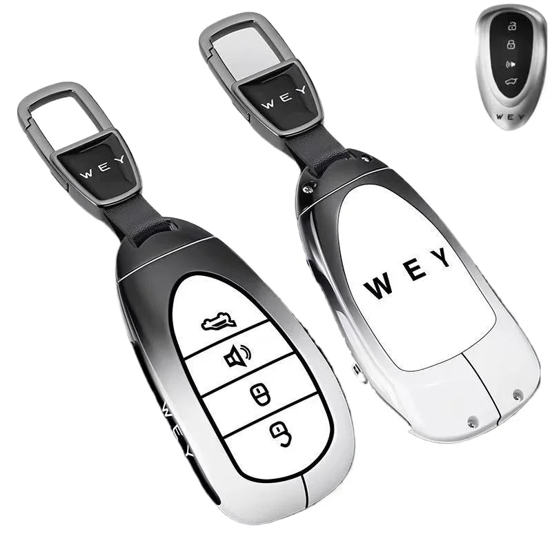 

Zinc Alloy Key Fob Cover for WEY Lanshan/Latte/Mocha/Hi4/Gaoshan 7/8/9, Heavy Duty Metal Protective Case Shell with Keychain
